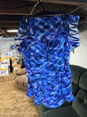 Galaxy Print Ruched Swimsuit Two Piece